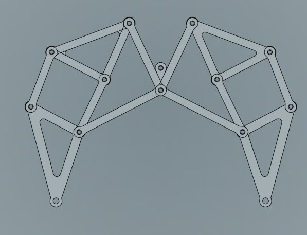 Fusion 360 model of a pair of Jansen legs sharing one crank